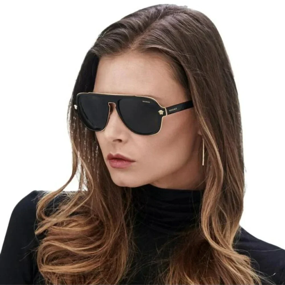 Versace Men’s Sunglasses – Black Aviator Frame Polarized Lenses | VE2199 100281